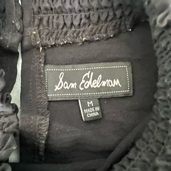 Sam Edelman Black Dress Size Medium Ruffle Tie Belt Boho Flowy - Picture 5 of 11